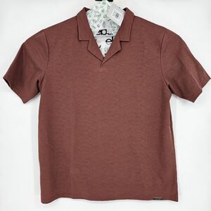 Mauvais‎ Shirt Mens 4XL Crinkle Revere Polo Short Sleeve Heavy Casual Preppy